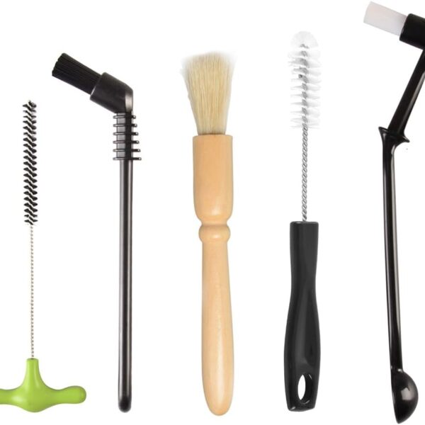 Espresso Machine Cleaning Brush Set -  5 Pieces Coffee Cleaning Brush Natural Bristles Wooden Brush for Coffee Grinder and Nylon Brush for Espresso Machine Cleaning