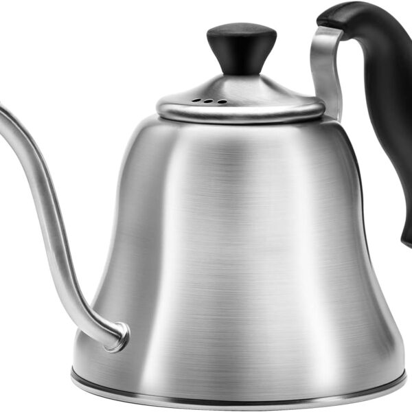 Coffee Kettle for Stove Top Premium Gooseneck Kettle, Pour Over Coffee Tea Pot, Stovetop Teapot, Hot Water Heater for Camping, Home & Kitchen, Stainless Steel - Small 28oz, Brushed