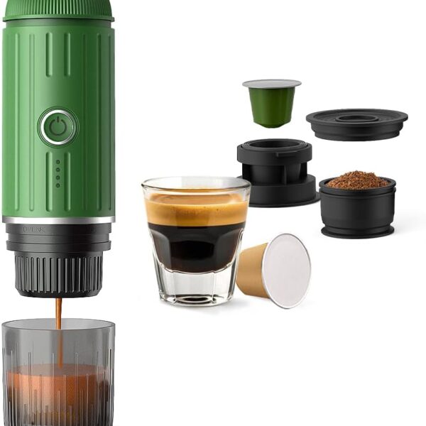 Portable Espresso Machine For Travel, USB-C Charging, Self-Heating Electric Espresso Maker, 19 Bar Mini Coffee Maker On the Go Camping Espresso Maker For Ground Coffee & pods, Green