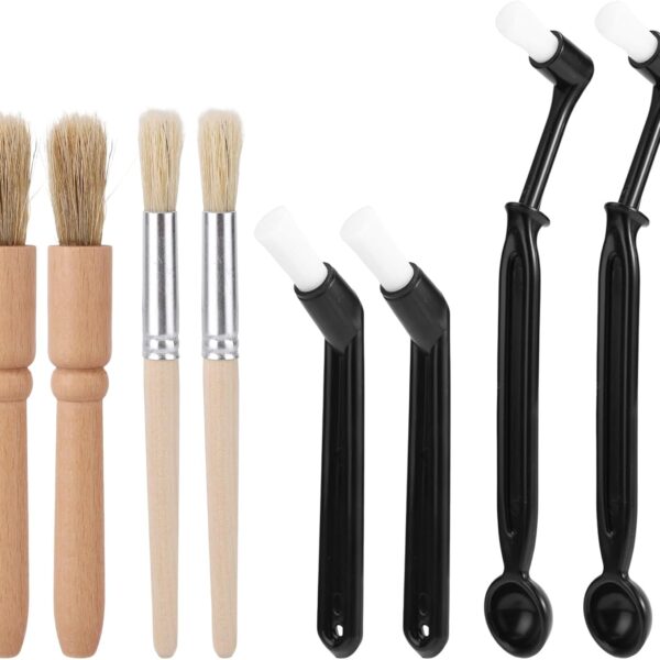 8pcs Coffee Cleaning Brush Set, Espresso Machine & Grinder Cleaning Brushes Long Handle Flexible Brush Cleaner and Scoop Tool for Clean Coffee Maker Grinder Brew Head and Barista Accessories