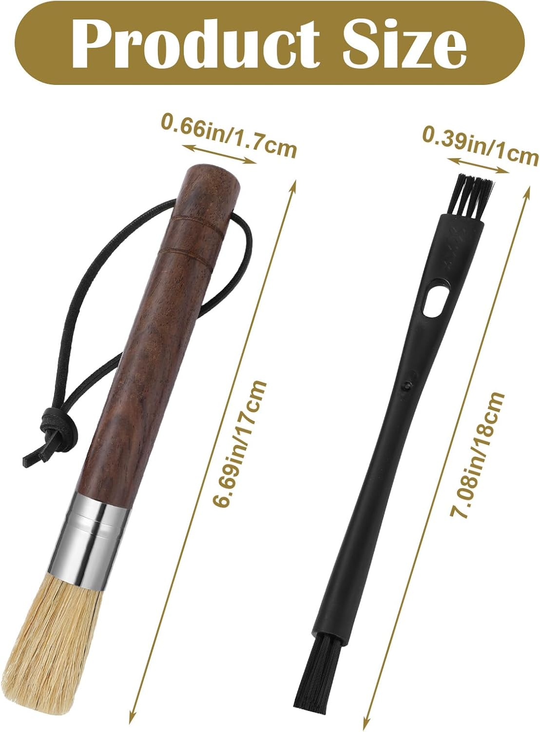 2 Pack Espresso Machine Brush Cleaner Tool Coffee Grinder Cleaning Brush Barista Wood Dusting Brushes Coffee Bar Accessories with Hanging Loop for Wood Handle Coffees Machine Toaster Home Kitchen - Image 2