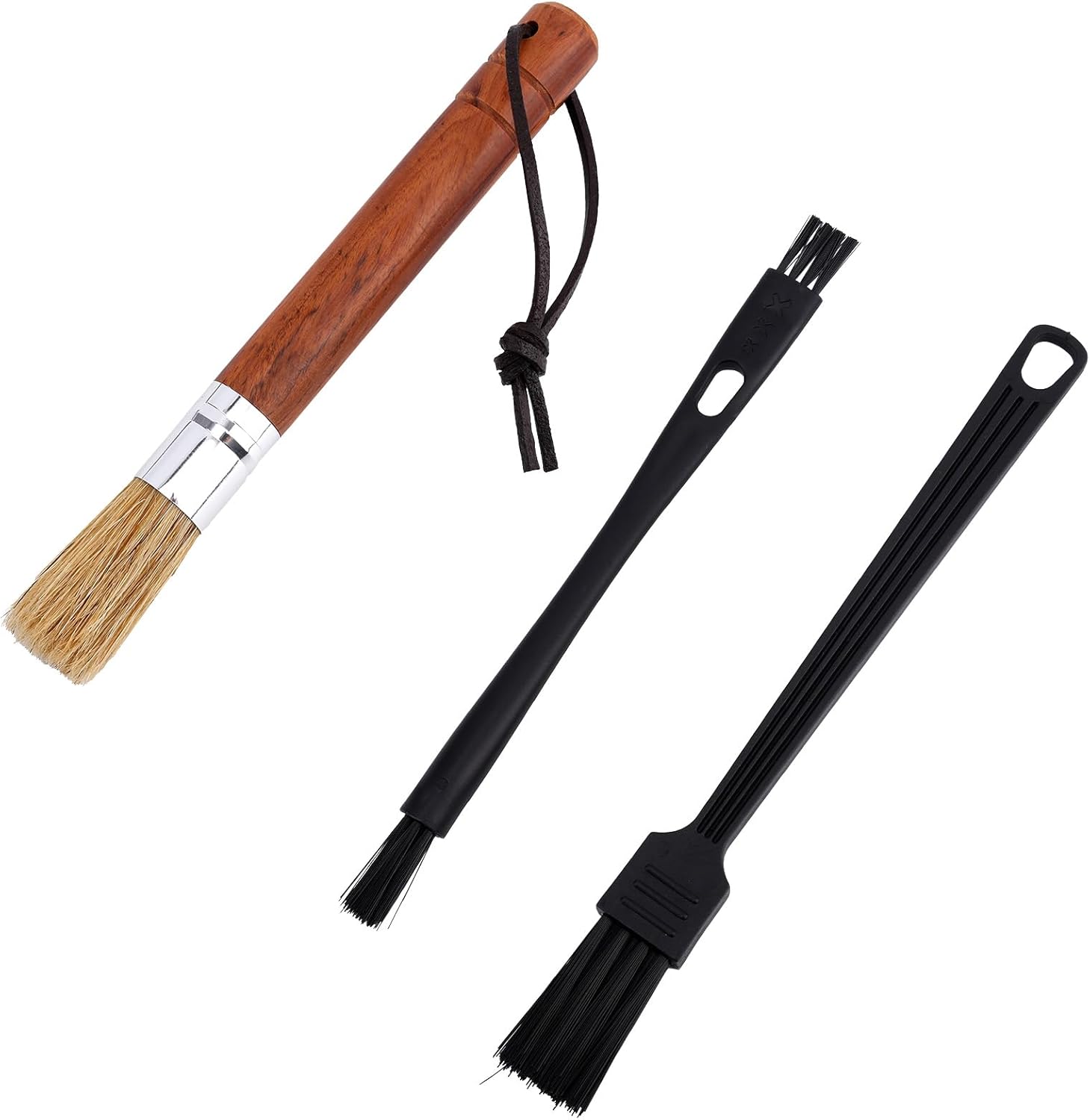 3pcs Coffee Grinder Cleaning Brush Set, Espresso Machine Brush Cleaner Tool with Wooden Handle & Soft Bristles Professional Cleaning Brushes Kit for Coffee Burr Washing Scrub Barista Accessories