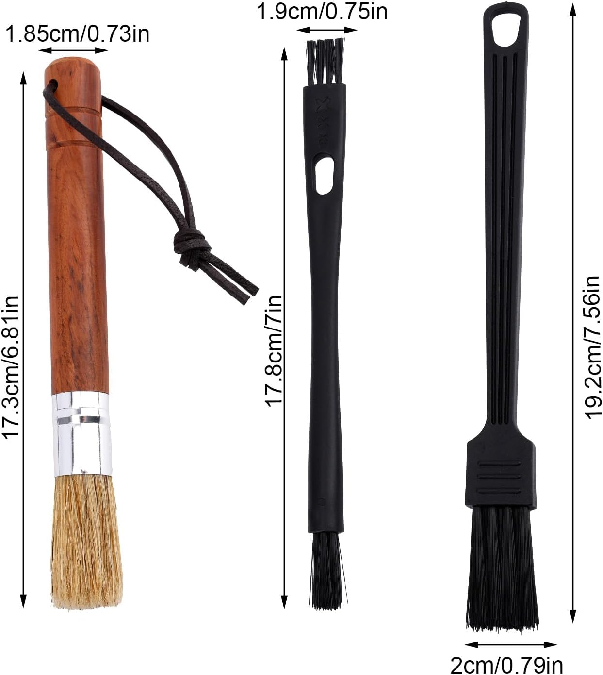 3pcs Coffee Grinder Cleaning Brush Set, Espresso Machine Brush Cleaner Tool with Wooden Handle & Soft Bristles Professional Cleaning Brushes Kit for Coffee Burr Washing Scrub Barista Accessories - Image 2