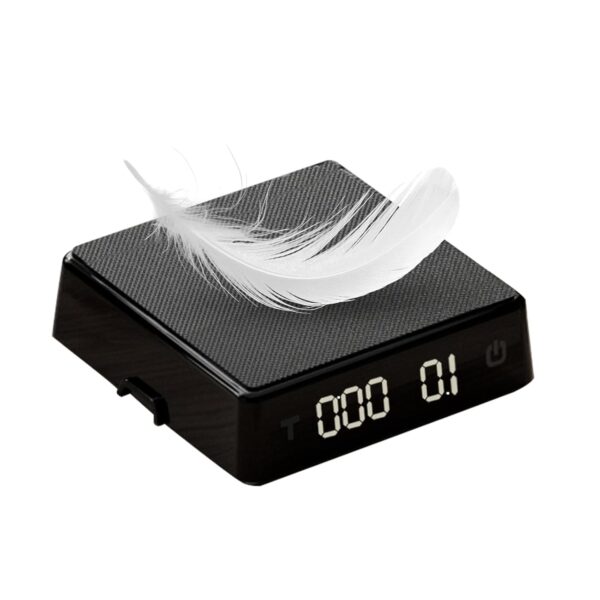 Coffee Scale with Timer - Espresso Scale with Timer Mini Rechargeable, Portable Small Compact for Coffee Beans, Grounds, Baking & Food, Spill-Free Notched Lid for Easy Pouring